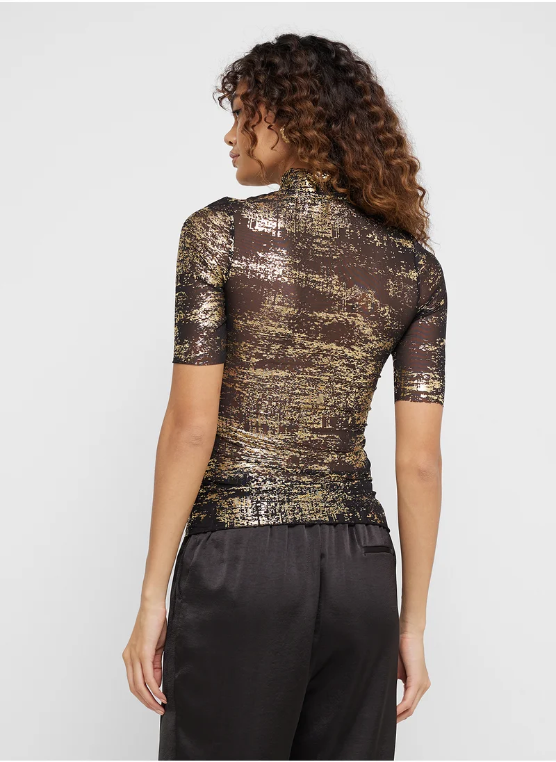 تيد بيكر LEONNHA Foil Print Top With High Neck