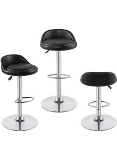 Generic Set of 2 Bar Stools PU Leather Stool Chair High Stool Chair Adjustable Swivel Bar Chair with Footrest for Kitchen,Bar Counter  - Image 3