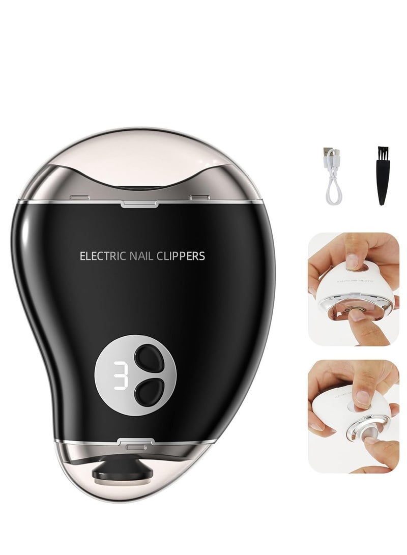 【Upgraded】 Electric Baby Nail Clipper, 3 Speeds Levels Automatic Nail Trimmer with Nail Clip Storage, Rechargeable Safety Fingernail Trimmer, Electric Fingernail Cutter Nail Scissors (Black) - Image 1
