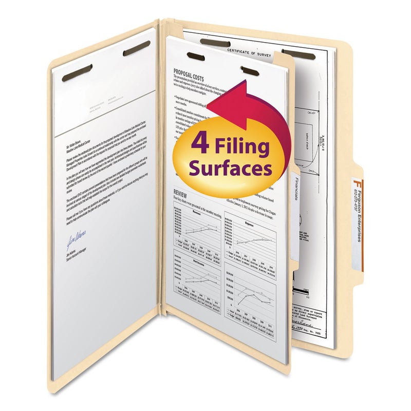 Smead Classification File Folder, 1 Divider, 2" Expansion, 2/5-Cut Tab, Legal Size, Manila, 10 per Box (18700) - Image 1