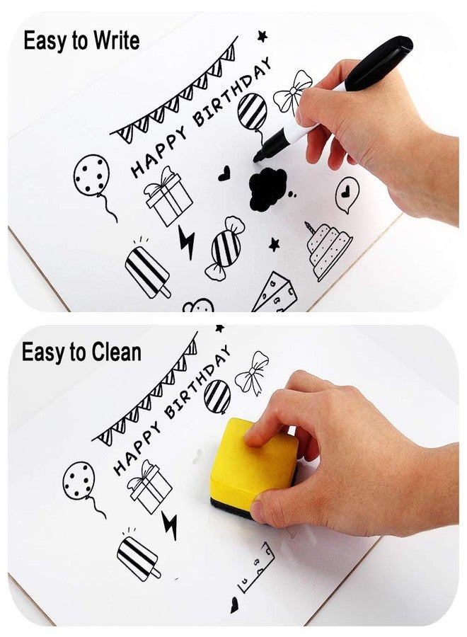HERKKA Dry Erase Lapboards, 25 Pack Double Sided Dry Erase Lap Boards 9 x 12.5 Inch, 25 Markers, 25 Erasers, Small Dry Erase Boards for Students Classroom Teacher Supplies - Image 4
