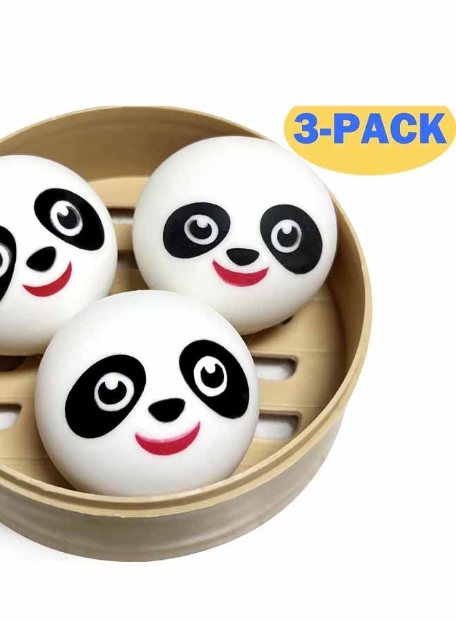 3 Pack Mini Panda Dumpling Squishy Toys  Sensory Fidget Toys Stress Balls for Adults, Squishy Stress Ball Party Favors for Kids 8-12, Stress Relief Gifts Easter Basket Stuffer - Image 3