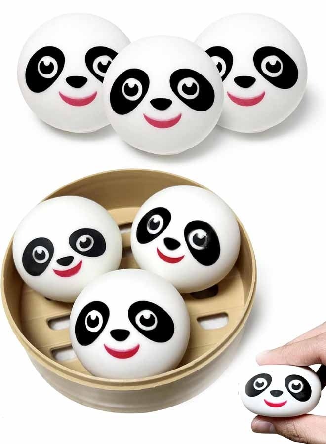 3 Pack Mini Panda Dumpling Squishy Toys  Sensory Fidget Toys Stress Balls for Adults, Squishy Stress Ball Party Favors for Kids 8-12, Stress Relief Gifts Easter Basket Stuffer - Image 1