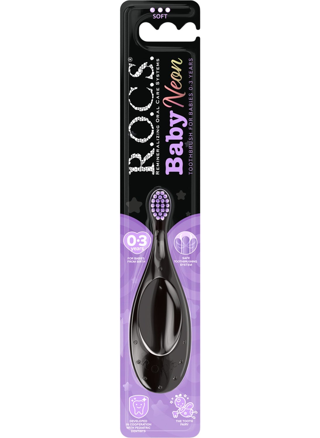 Rocs R.o.c.s. Baby Neon Extra Soft Toothbrush for 0-3 Years Old - Purple 