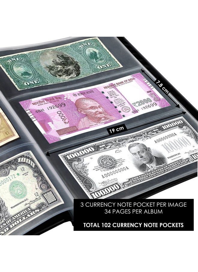 Mahogany Life Mahogany Life Currency Album for Notes (102 Pockets) - Faux Leather Cover Currency Note Collection Album - Fits Big Currency Notes (Black)  - Image 2