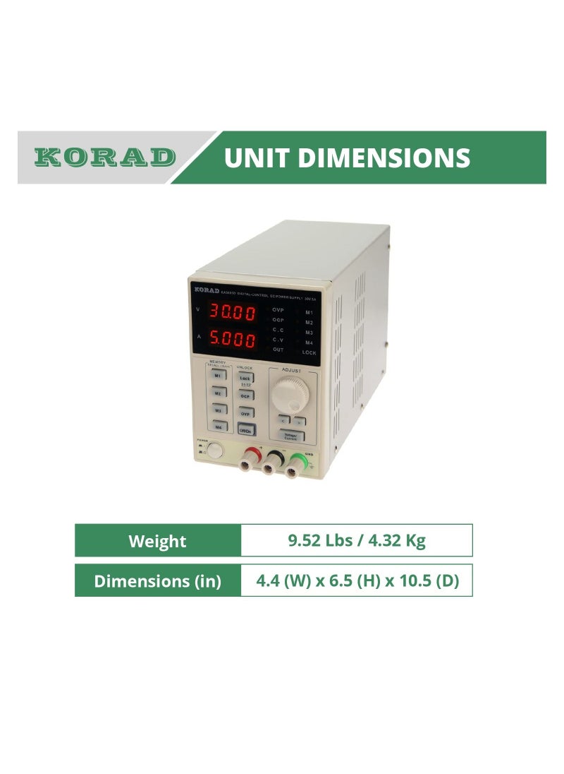Generic - KORAD KA3005D Precision Variable Adjustable 30V, 5A DC Linear Power Supply Digital Regulated Lab Grade - Image 1