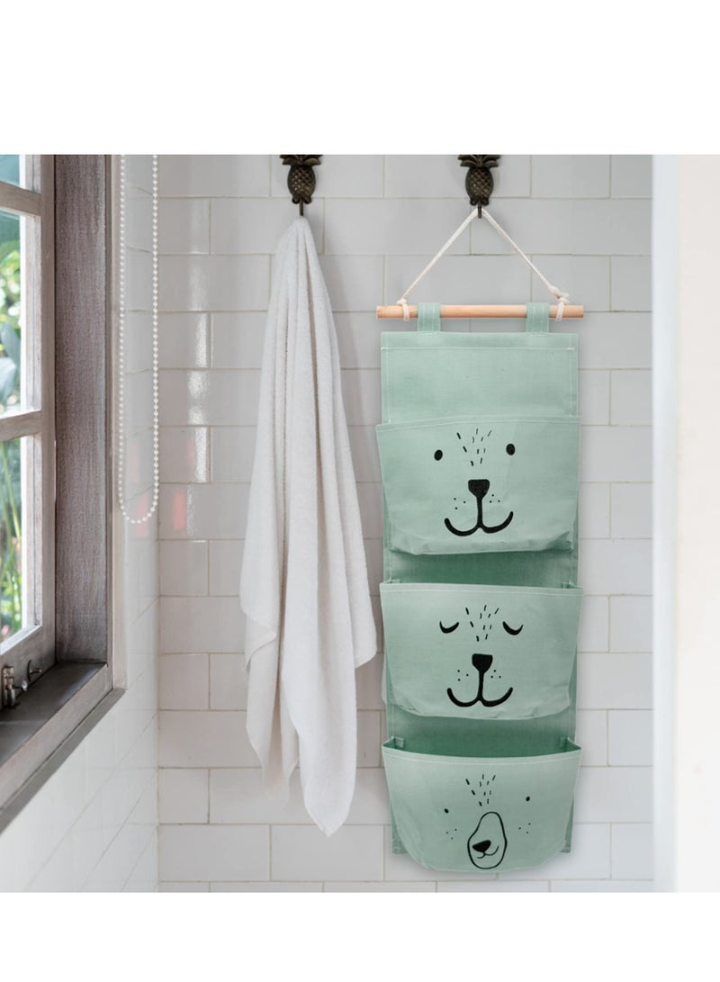 Excefore Wall Hanging Storage Bag 3 Pockets Waterproof Linen Cotton Hanging Bag Stylish Durable Versatile Storage Solution for Any Room Set of 2 - Image 5