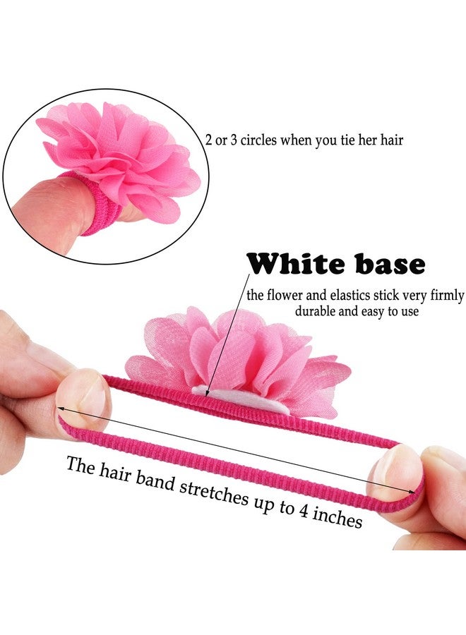 BBgifts 50PCS Toddler Girls Hair Ties Hair Scrunchies 2inch Chiffon Flower Hair Bows Rubber Bands Hair Ties Soft Elastics Ponytail Holders Hair Accessories for Infants Toddlers Kids Children Set of 25 Pairs - Image 4