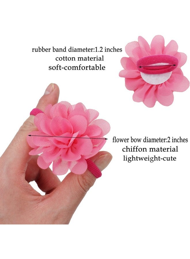 BBgifts 50PCS Toddler Girls Hair Ties Hair Scrunchies 2inch Chiffon Flower Hair Bows Rubber Bands Hair Ties Soft Elastics Ponytail Holders Hair Accessories for Infants Toddlers Kids Children Set of 25 Pairs - Image 3