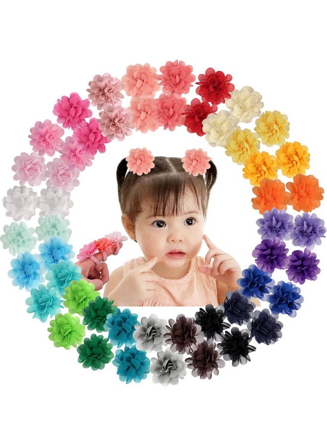 BBgifts 50PCS Toddler Girls Hair Ties Hair Scrunchies 2inch Chiffon Flower Hair Bows Rubber Bands Hair Ties Soft Elastics Ponytail Holders Hair Accessories for Infants Toddlers Kids Children Set of 25 Pairs - Image 1