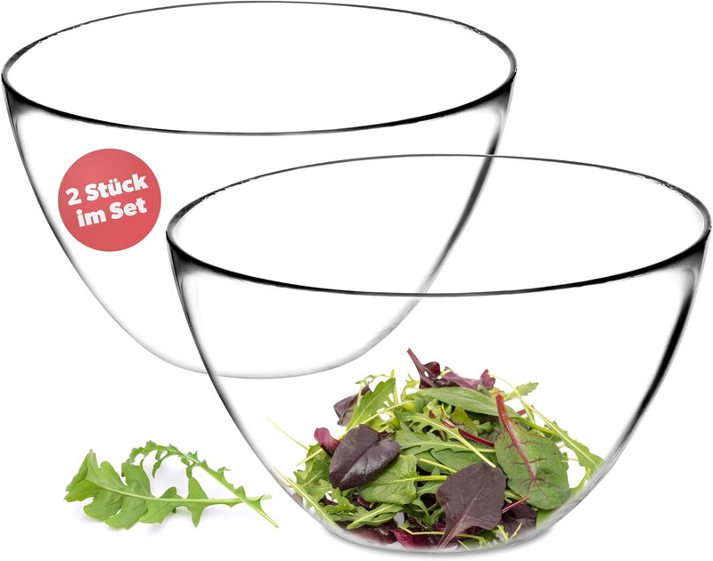KADAX Oval Glass Salad Bowl 17cm Glass Bowl Glass Bowl Deep Bowl for Candy Fruit Salad Dessert Fruit Salad - Image 1
