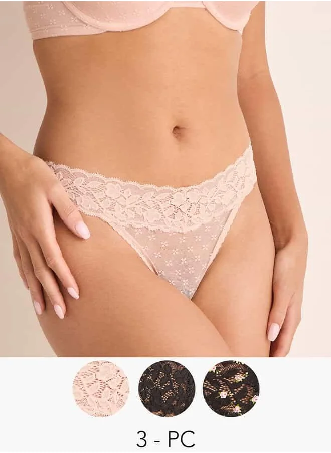فاف Set of 3 - Laced Thongs