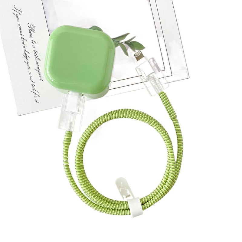 20W Charger Head and Cable End Protector Set with Clear Shell in White with Decorative Design Anti Bend Protection and Daily Cable Care - NADI - Image 1