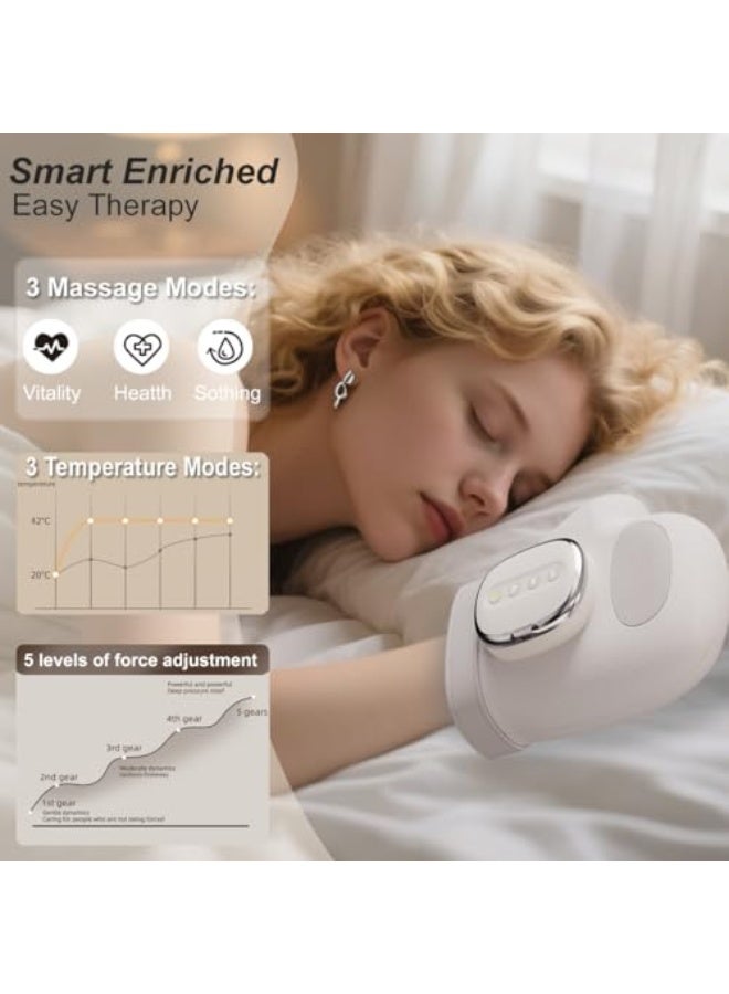 Smart Hand Massager with Heat Compression Relief for Arthritis & Carpal Tunnel Relief, Cordless Portable Therapy Glove, Electric Shiatsu Wrist/Finger/Palm Massager (Hand Massager for KSA) - Image 3