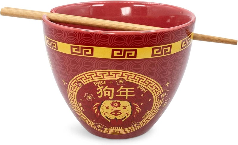 Boom Trendz Year Of The Dog Chinese Zodiac Ceramic Dinnerware Set Includes 16 Ounce Ramen Noodle Bowl and Red One Size - Image 3