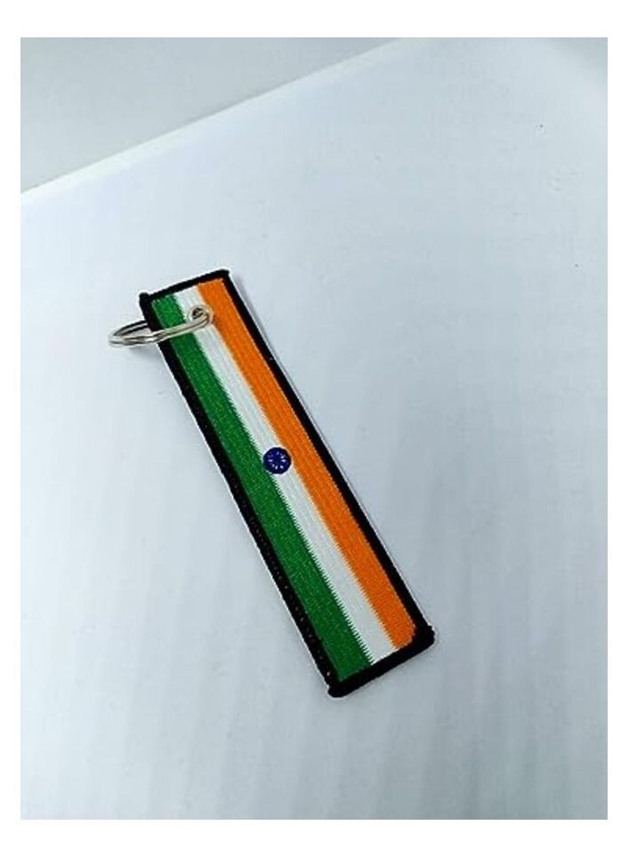MIRFA India Flag Keychain Tag with Key Ring, EDC for Motorcycles, Scooters, Cars and Gifts Flag Key Chain, 100% Embroidered  - Image 3