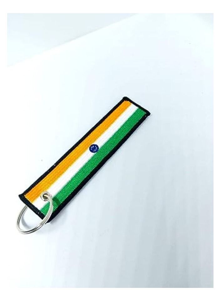 MIRFA India Flag Keychain Tag with Key Ring, EDC for Motorcycles, Scooters, Cars and Gifts Flag Key Chain, 100% Embroidered  - Image 2
