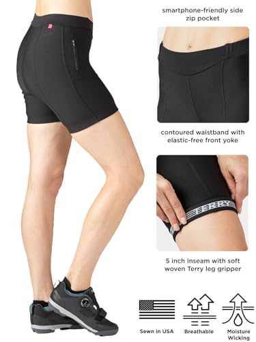 Terry Women's Touring Cycling Short, 5 Inch Inseam Padded Compression Multi-Day, Moisture-Wicking Cycling Bottom, Black - Medium - Image 4