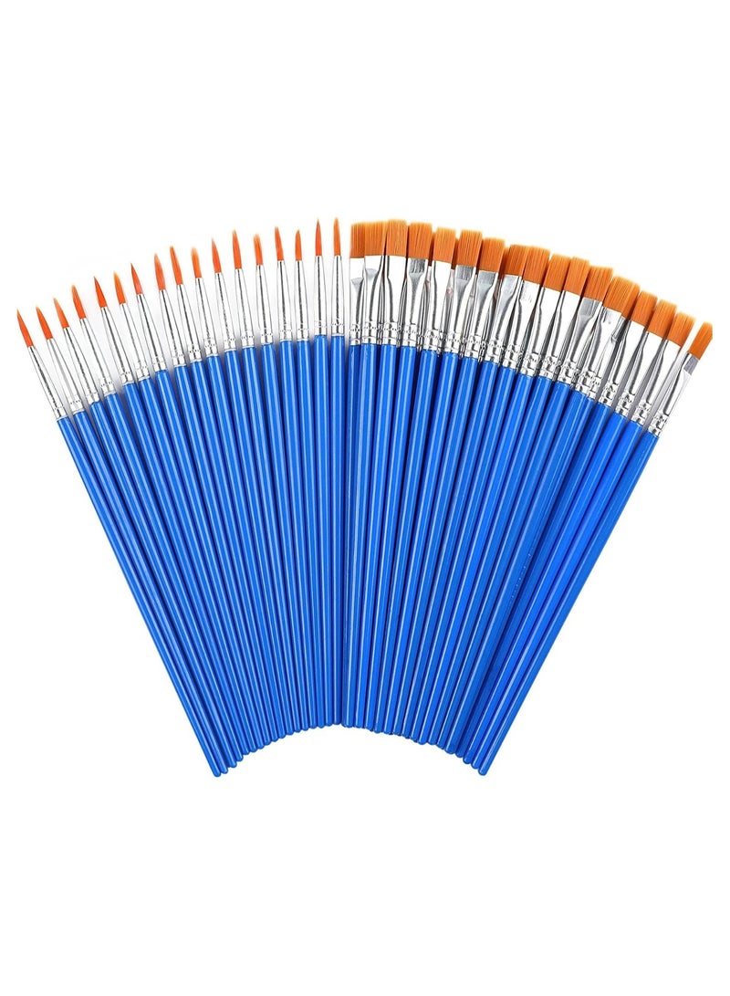 Oasisgalore 60 Pcs Oil Paint Brush Set - Round & Flat Small Brushes for Detail & Acrylic Painting  - Image 1