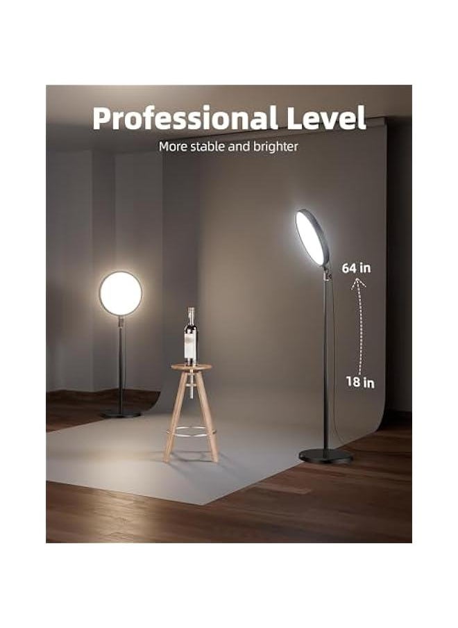 Arabest Professional 6500K Large Ring Light Kit with Stand, Phone Holder, and Remote for Studio Video Photography, TikTok, YouTube Live Stream - 64 Tall Full-Screen Ring Light  - Image 3