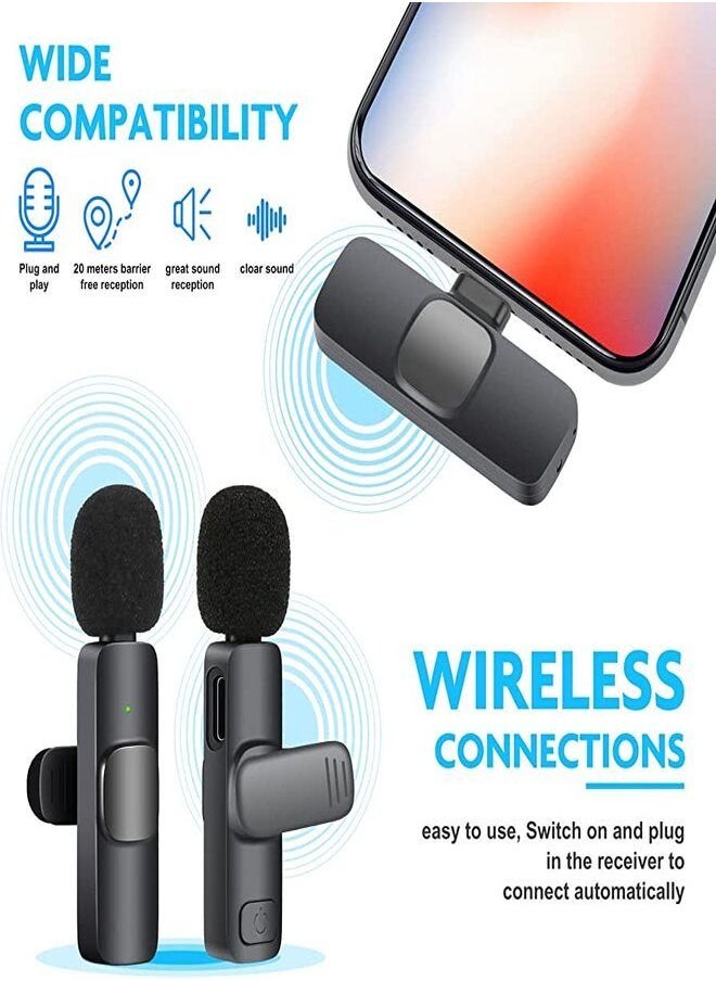 Generic - 2-in-1 Wireless Dual Microphone for iPhone, YouTube, Interview, Vlog, Presentation, Facebook Live, and etc. 2 Small Mics & 1 Receiver - Image 1