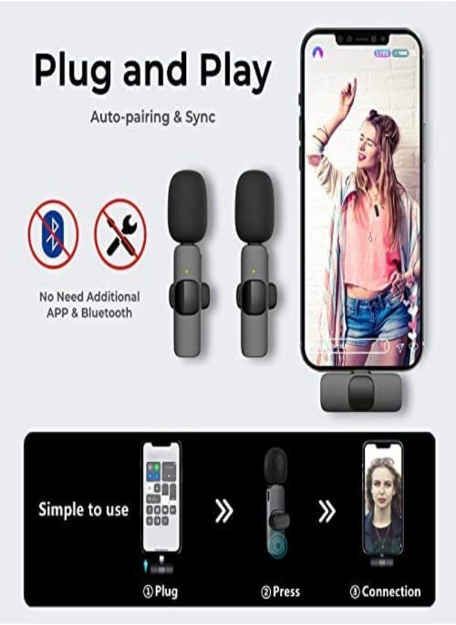 Generic - 2-in-1 Wireless Dual Microphone for iPhone, YouTube, Interview, Vlog, Presentation, Facebook Live, and etc. 2 Small Mics & 1 Receiver - Image 1