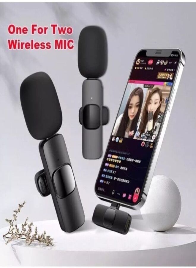 Generic - 2-in-1 Wireless Dual Microphone for iPhone, YouTube, Interview, Vlog, Presentation, Facebook Live, and etc. 2 Small Mics & 1 Receiver - Image 1
