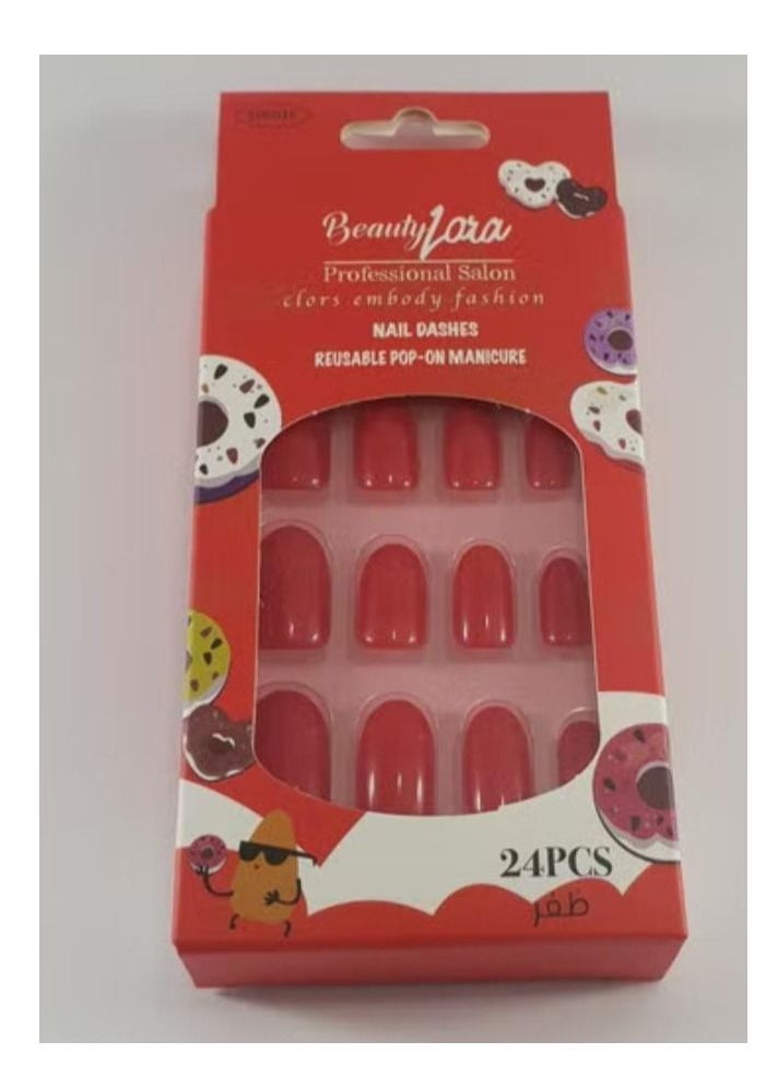 Self-glue nails, 24 pieces, red color from Beauty Lara - pzsku/Z87FADE83ACF488B46D90Z/45/_/1674236688/978cf18a-2457-4aa1-8190-8b0a009d6a72