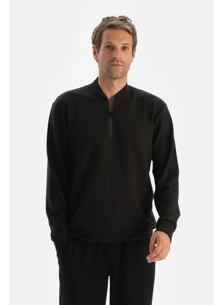 dagi Black Men's Modal Half Zip Sweatshirt