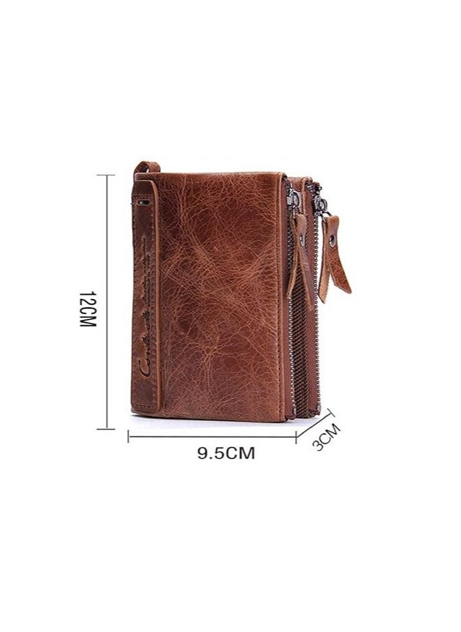 CONTACTS Contacts Men's Genuine Leather Wallet  RFID Blocking Wallet for Men Bifold Zip Wallet 7 Card Slots  1 ID Window  - Image 5