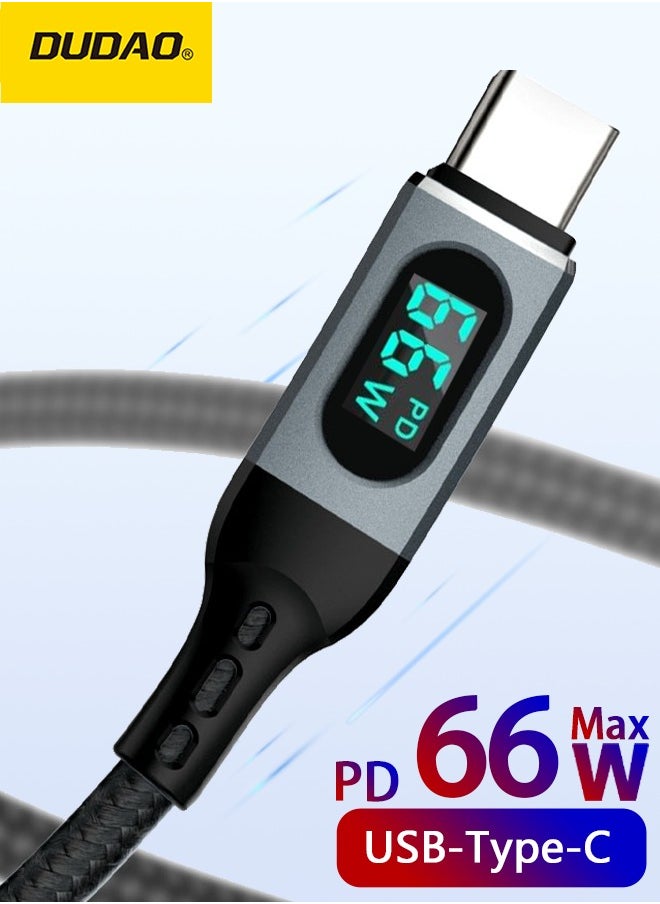 DUDAO 66W Digital Display Fast Charging Cable, USB to Type C Cable Fast Charger, Fully compatible Fast charge Protocol, Suitable for Multi-Brand Mobile Phones, Tablets and Notebooks  - Image 1