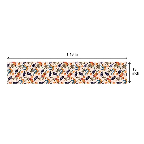 Astitva Cotton Table Runner – 13 x 45 Inches | 4-Seater Washable Dining Table, Centre Table, Wedding & Party Decor - Chirpy Bird Print, Multicolor - Image 5
