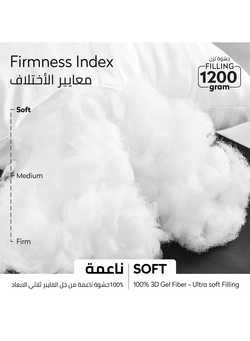Donetella Cotton Pillow, Hotel Style, 1200 Gms, 4 Pieces, Size 50x75 cm, Cotton, Satin Stripes, Double Edge Stitched Premium Gel Fiber, Soft & Plush Bed Pillow