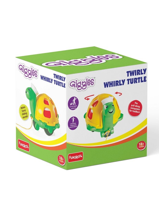 giggles Funskool Giggles - Twirlly Whirlly Turtle, Pull string toy, turtle toy, toys for kids, Encourages walking, Rattling sound, 12 months & above, Infant and Preschool Toys - Image 1