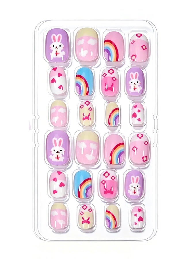 DOUBORQ Nail Stickers —False Nails Multicolour,120Pcs 5 Days Cute Design Nail Tips for Children Press On False Nails Set Manicure DIY,#7 - Image 4