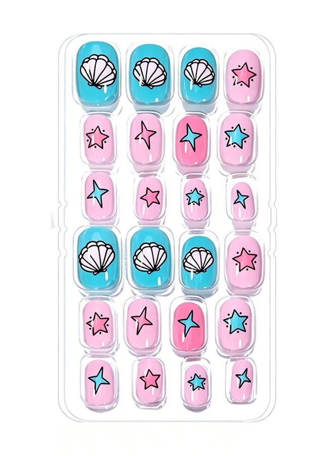DOUBORQ Nail Stickers —False Nails Multicolour,120Pcs 5 Days Cute Design Nail Tips for Children Press On False Nails Set Manicure DIY,#7 - Image 2