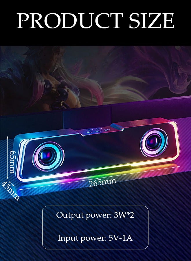 DUNISO Computer speaker, USB wired mini Bluetooth speaker, with LED rainbow lights, surround  stereo subwoofer sound quality, 3 music modes, suitable for laptops, tablets, and mobile phones，black ﻿  - Image 2