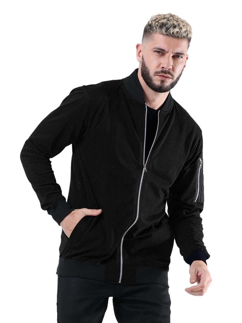 fanideaz Mens Bomber Jacket Rainy Riding Travel Black Coat Stylish Outdoor Gym Wear Winter Sports Trekking Biker Casual_4B_XL_IconicBlack - Image 1