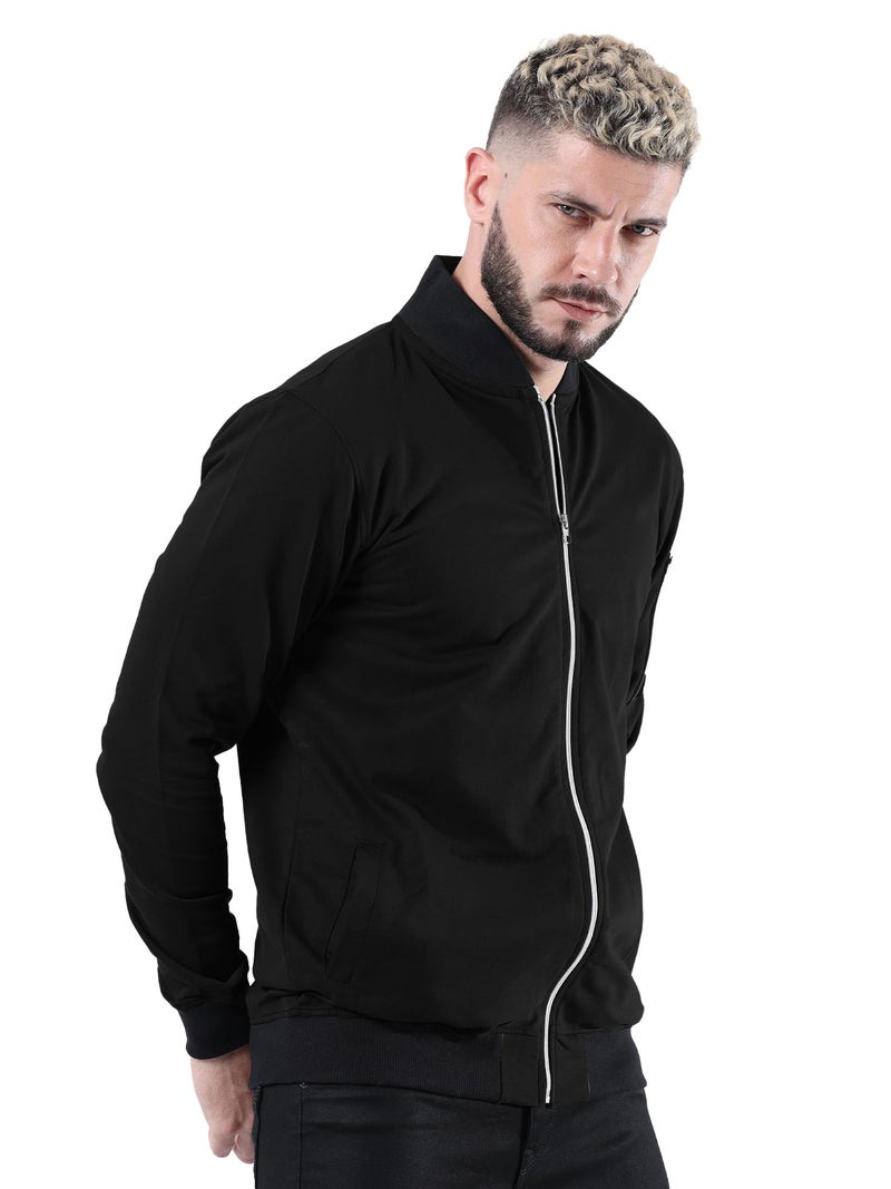 fanideaz Mens Bomber Jacket Rainy Riding Travel Black Coat Stylish Outdoor Gym Wear Winter Sports Trekking Biker Casual_4B_XL_IconicBlack - Image 4