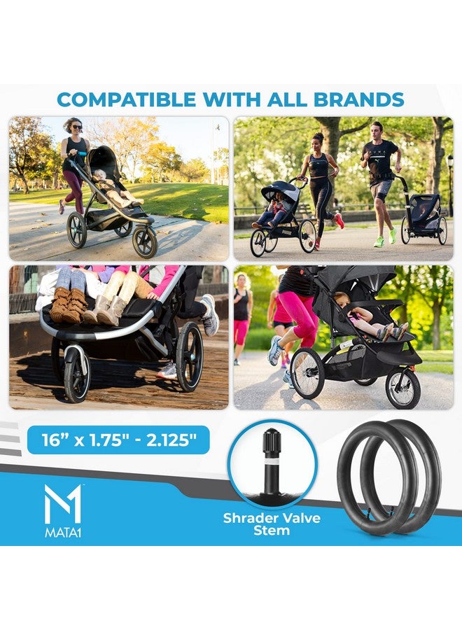 Mata1 2 Inner Tube Tire Replacements 16" x 1.5/1.75/1.95/2.125 for Jogging Stroller - Compatible w/All Brands: BoB Revolution Flex/Pro/SE/SU, Graco, Go Jogging, Thule Urban Glide & More by Mata1-USA - Image 2