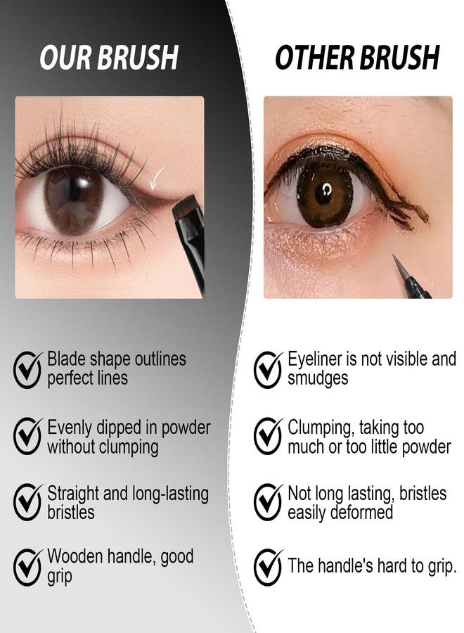 BEAUTYFACTOR Flat Eyeliner Brush, Flat Eyebrow Brush For Grooming Eye Makeup Tool for Brows, Sharp Eye Liner, Defining Shaping Eyebrows, Cover Blemishes & Concealer with Liquid, Gel, & Powder - Image 5