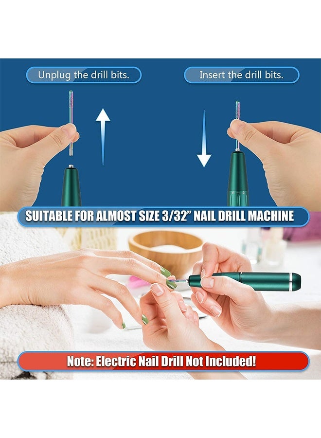 JS 21 Pcs Nail Drill Bits Sets, 3/32 Inch Cuticle Electric Nail File and Ceramic Acrylic Gel Nail Bit Kit, Acrylic Nail Art Tools, Carbide Cuticle Remover Bits for Manicure Pedicure, Home Salon - Image 4