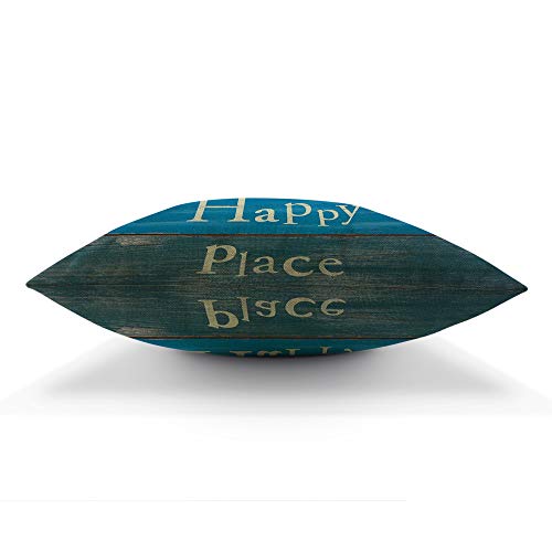 AOYEGO The Beach is My Happy Place Phrase Throw Pillow Cover Starfish Wooden Board Backdrop Funny Quote Pillow Case 18x18 Inch Decorative Men Women Room Cushion Cover for Home Couch Bed - Image 5
