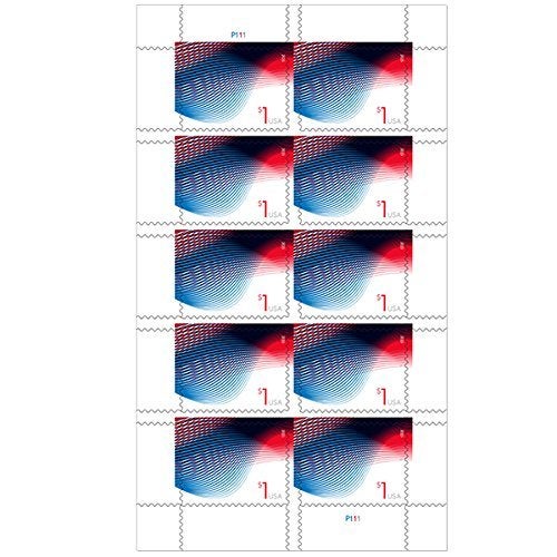 U.S. Plastic Corp. USPS Patriotic Wave Billowing Flags Sheet of 10 1 2015 Scott 4953 - Image 2