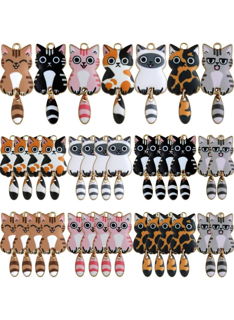 سيوسي Enamel Cat Charms with Swinging Tails, Cute Animal Jewelry Charms for Bracelets, Earrings, Necklaces and DIY Craft Projects, Fun Cat Charms for Jewelry Making, Scrapbooking, Crafts (28 Pcs) - Image 1