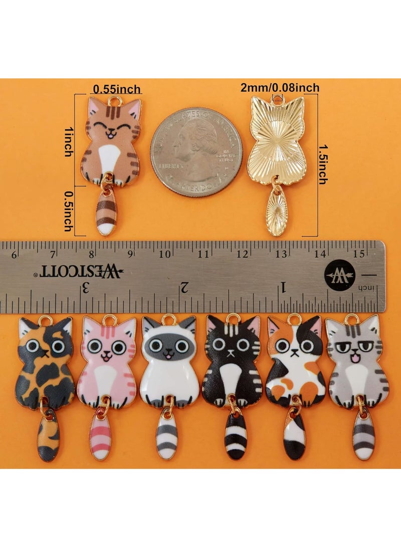 سيوسي Enamel Cat Charms with Swinging Tails, Cute Animal Jewelry Charms for Bracelets, Earrings, Necklaces and DIY Craft Projects, Fun Cat Charms for Jewelry Making, Scrapbooking, Crafts (28 Pcs) - Image 4