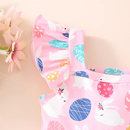 Popshion Easter Dresses for Girls Sleeveless Clothes Toddler Eggs Outfit Flutter Sleeve Rabbit Sundress Summer Kids Pink Easter Bunny Dress 3t / 2-3 Years - Image 5