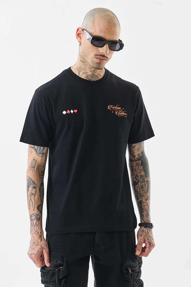 SNITCH Fortune Seeker Black Graphic Print T-Shirt