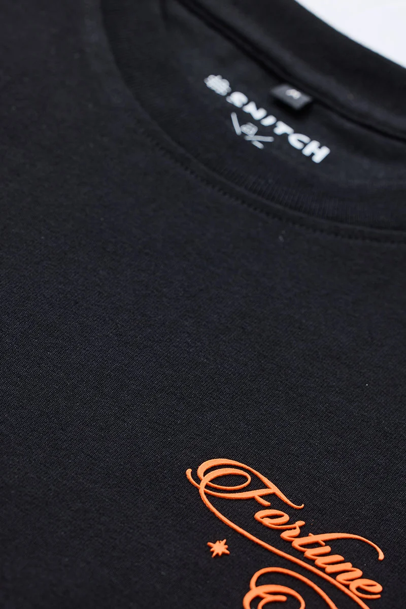 SNITCH Fortune Seeker Black Graphic Print T-Shirt