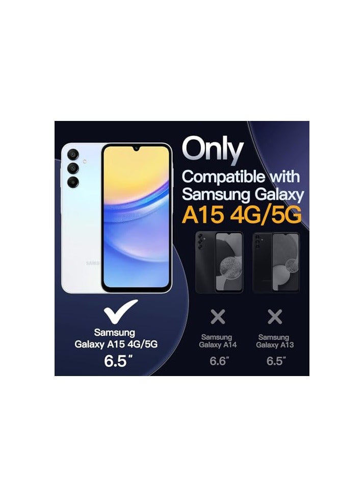 جي تيك حافظة JETech 3 في 1 لهاتف Samsung Galaxy A15 5G / 4G 6.5 بوصة، مع واقي شاشة من قطعتين، طبقة من الزجاج المقسى، غطاء واقٍ للهاتف مضاد للصدمات ظهر شفاف (شفاف) - Image 2